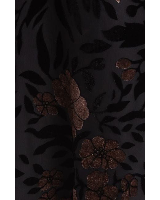 Eliza J Black Floral Puff Sleeve High Low Cocktail Dress