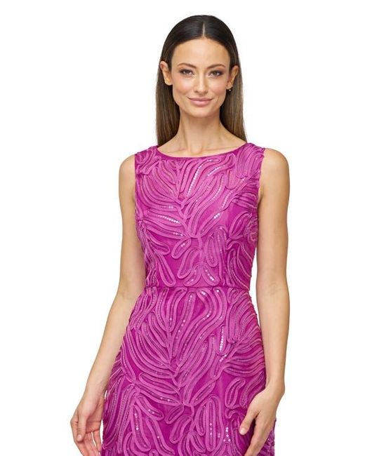 JS Collections Purple Sequin Soutache Lace Cocktail Dress