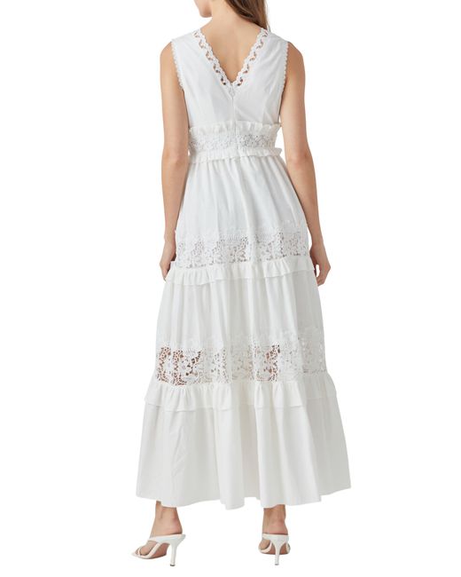 Endless Rose White Lace Inset Sleeveless Maxi Dress