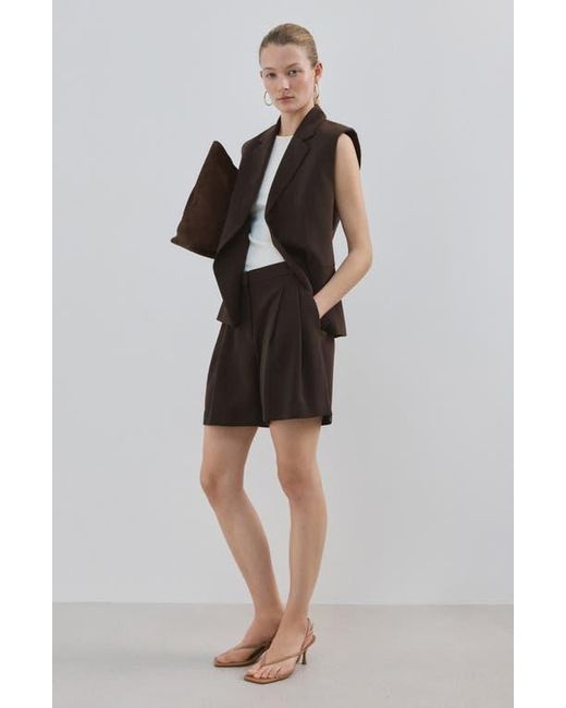 Mango Black Pleated Bermuda Shorts