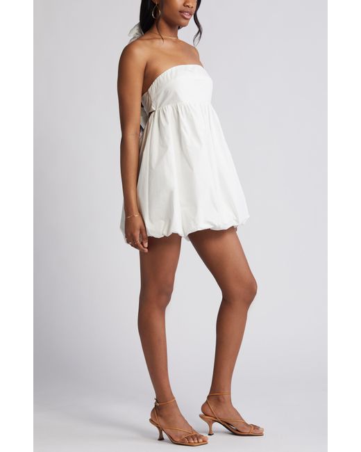 BP. White Strapless Bubble Hem Minidress