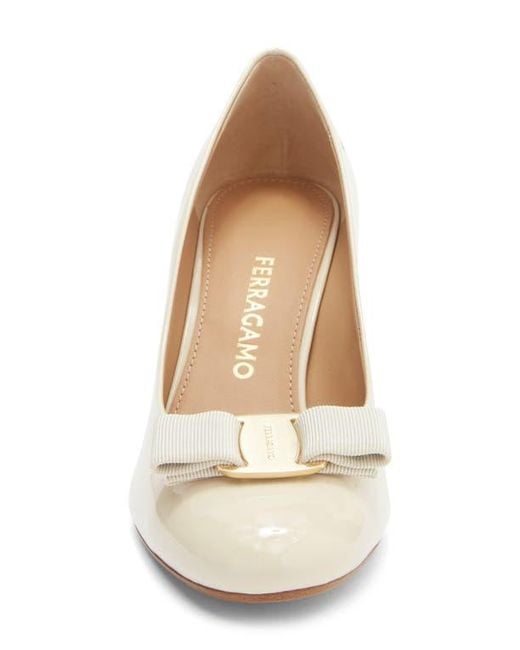 Ferragamo White Carla Bow Pump