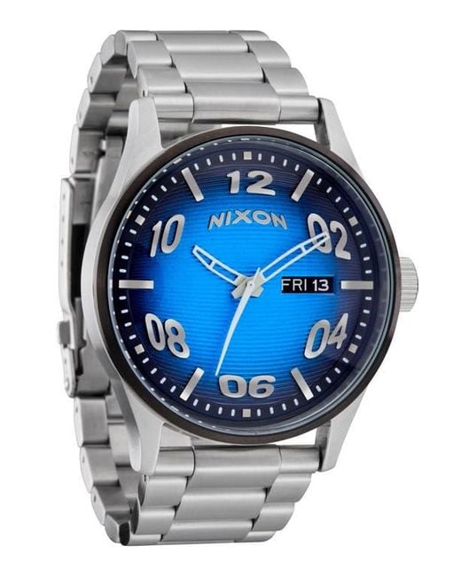 Nixon Sentry Stainless Steel Watch Fisheye / Silver / Polar Blue