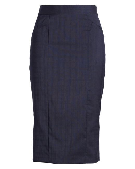 Boss Blue Vanorda Virgin Wool Pencil Skirt