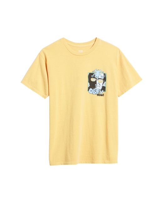 Obey Yellow Now Cotton Graphic T-shirt for men