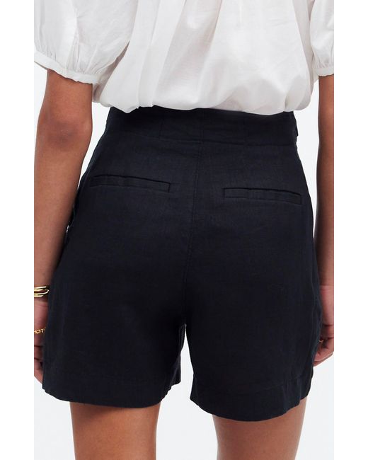 Madewell Blue Clean Button Tab Linen Shorts