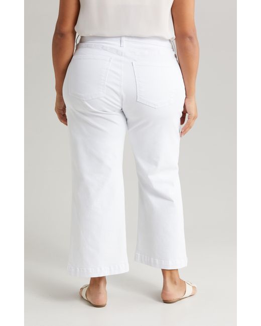 Kut From The Kloth White Meg Patch Pocket High Waist Ankle Wide Leg Jeans