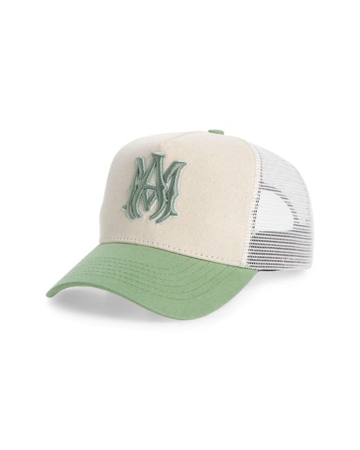 Amiri Green Monogram Cotton Trucker Hat for men