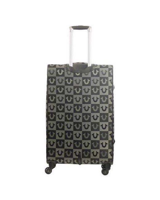 True Religion Gray Soft Sided 31 Expandable, Checkered Spinner Luggage