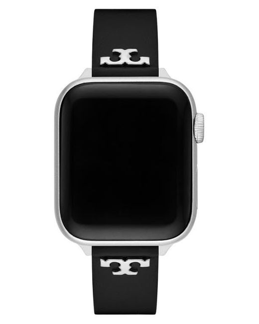 Tory Burch Black The 'T' Leather 14Mm Apple Watch Watchband