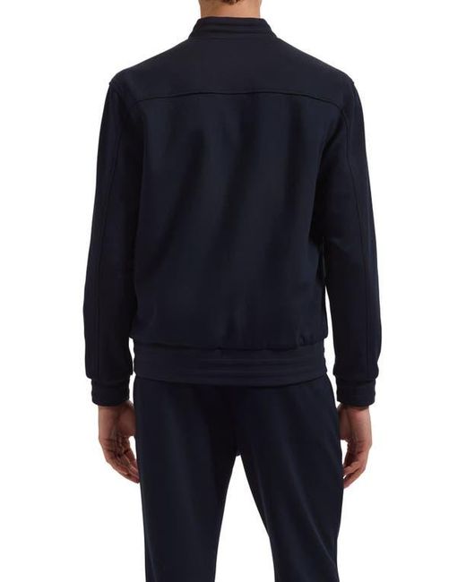 Bugatchi Blue Soft Touch Knit Reversible Bomber Jacket for men
