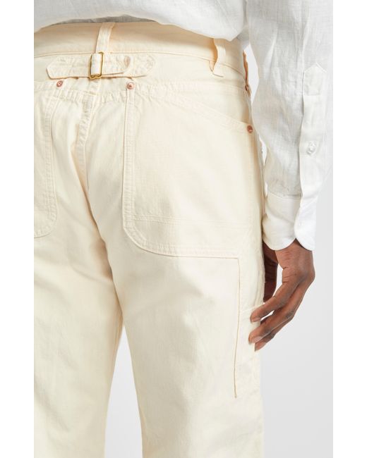 Drake's Natural Cotton & Linen Canvas Carpenter Pants for men