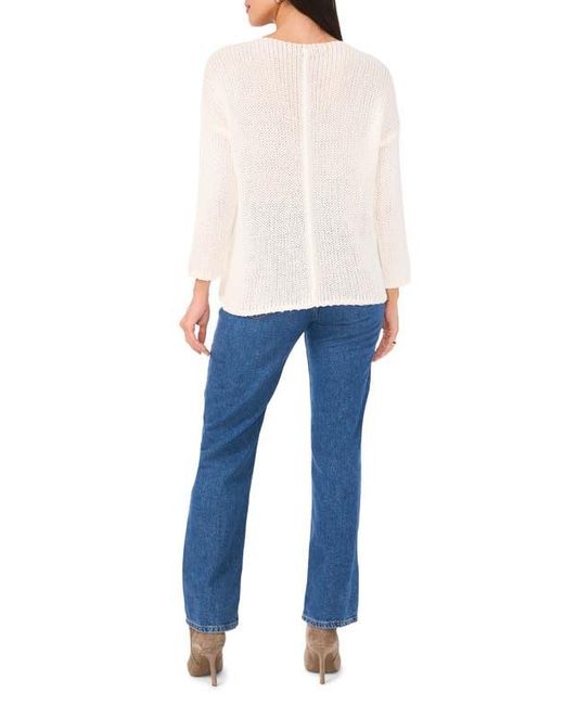 Vince Camuto White Seam Open Stitch Sweater