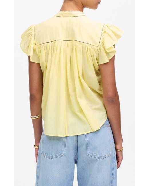 Madewell Blue Circle Trim Flutter Sleeve Shirt