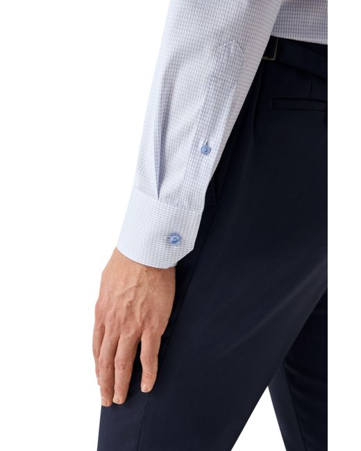 Eton of Sweden Blue Contemporary Fit Microcheck Organic Cotton Dress Shirt for men