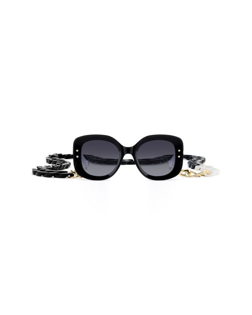 Carolina Herrera Blue 53Mm Gradient Rectangular Sunglasses With Removable Chain