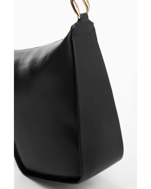 Mango Black Faux Leather Hobo Bag for men