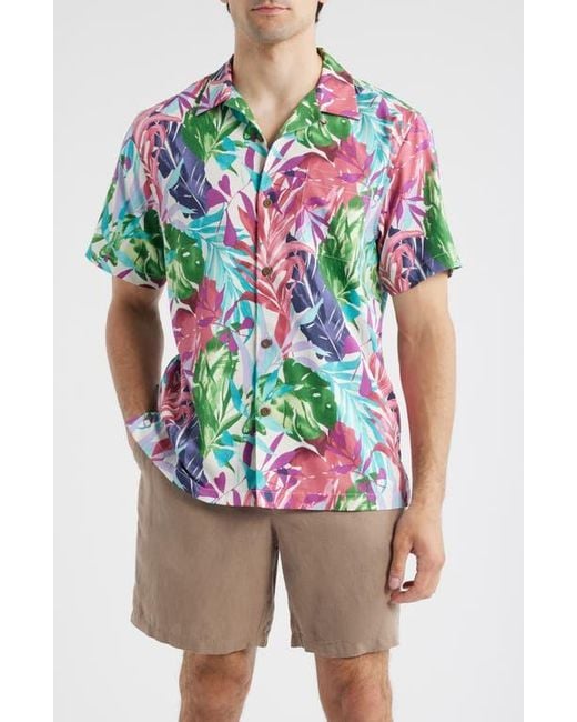 Tommy Bahama Multicolor Fuego Fronds Print Silk Blend Camp Shirt for men