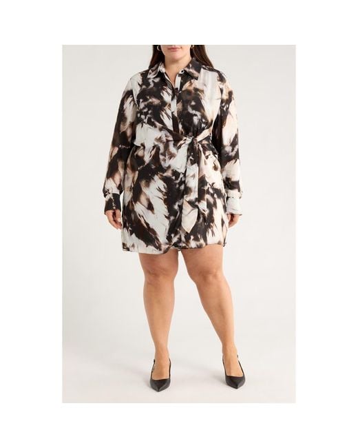 Nordstrom Black Long Sleeve Faux Wrap Dress