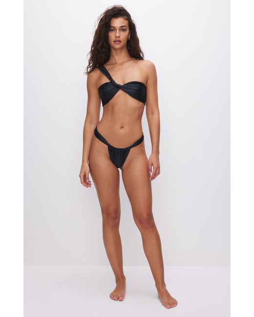 GOOD AMERICAN Black Bali One-shoulder Bikini Top