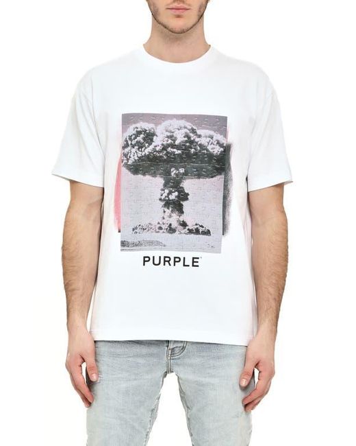 Purple Brand White Heavyweight Jersey Graphic T-Shirt for men