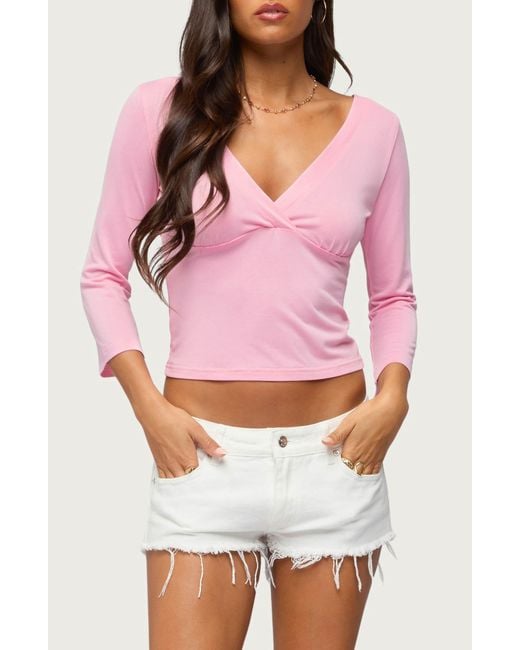 Edikted Pink Mar Crop Top