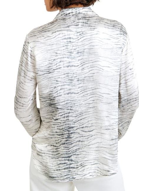 Bella Dahl White Zebra Print Button-Up Blouse