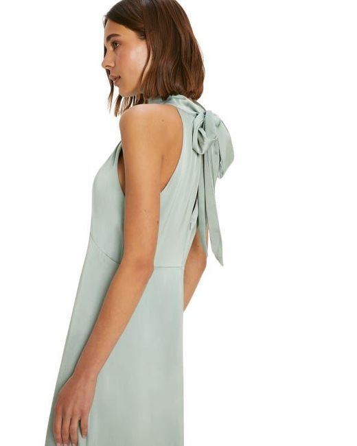 Oasis Green Satin Halter Neck Midi Bridesmaid Dress