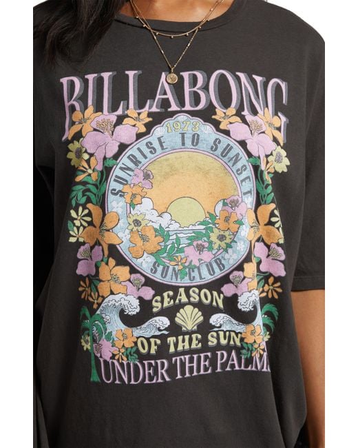 Billabong Black Under The Palms Oversize Cotton Graphic T-shirt