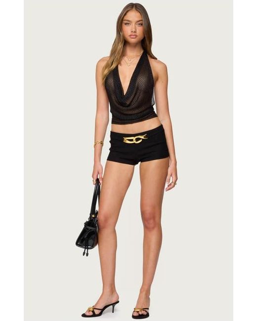 Edikted Black Belted Micro Shorts