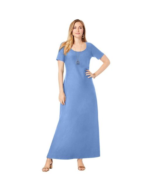 Jessica London Blue Stretch Cotton T-Shirt Maxi Dress