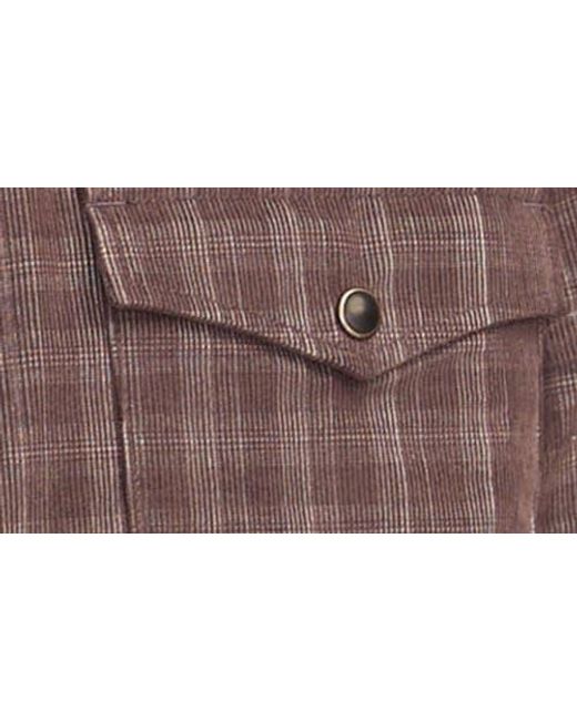 Lucky Brand Brown Plaid Long Sleeve Corduroy Western Shirt for men