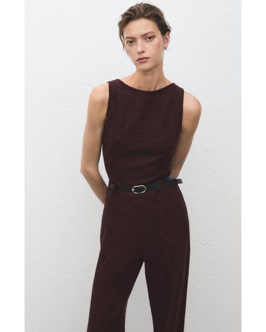 Mango Purple Belted Sleeveless Marl Jumpsuit
