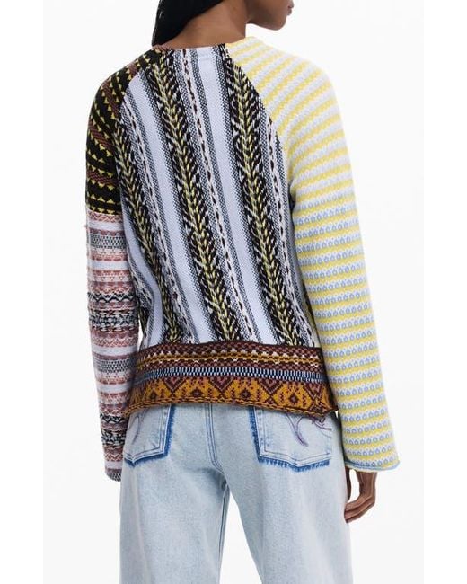 Desigual Multicolor Pieced Mixed Stripe Sweater