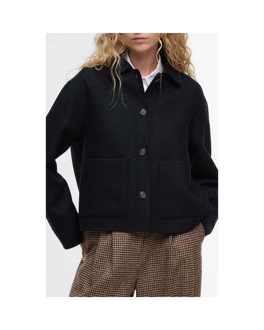 Barbour Black Ashdon Double Face Wool Blend Overshirt