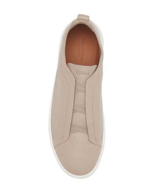 Zegna Natural Triple Stitch Slip-On Sneaker for men