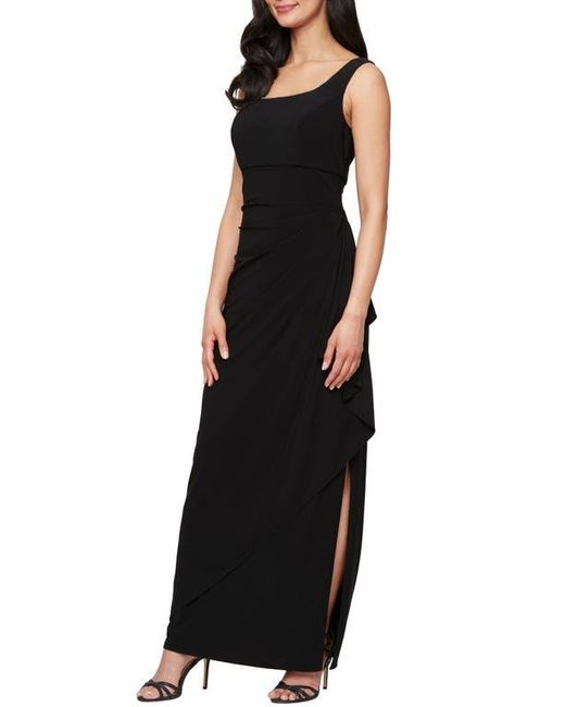 Alex Evenings Black Empire Waist Matte Jersey Gown With Jacket