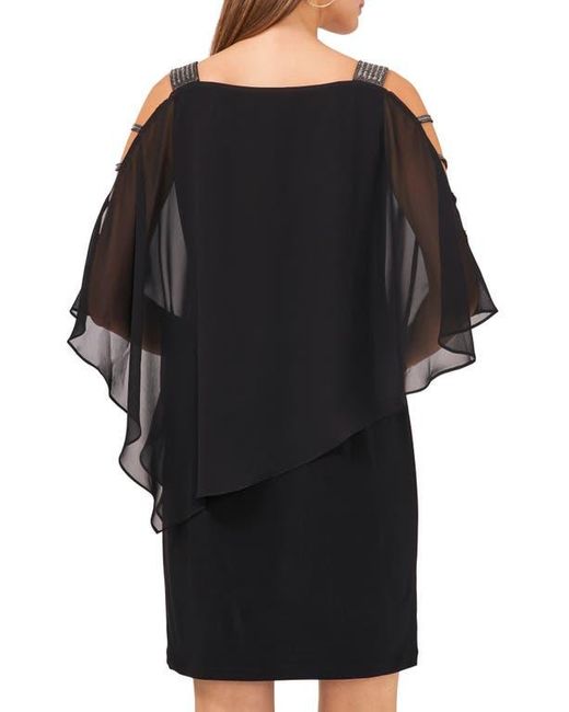 Chaus Black Embellished Ladder Sleeve Chiffon Dress