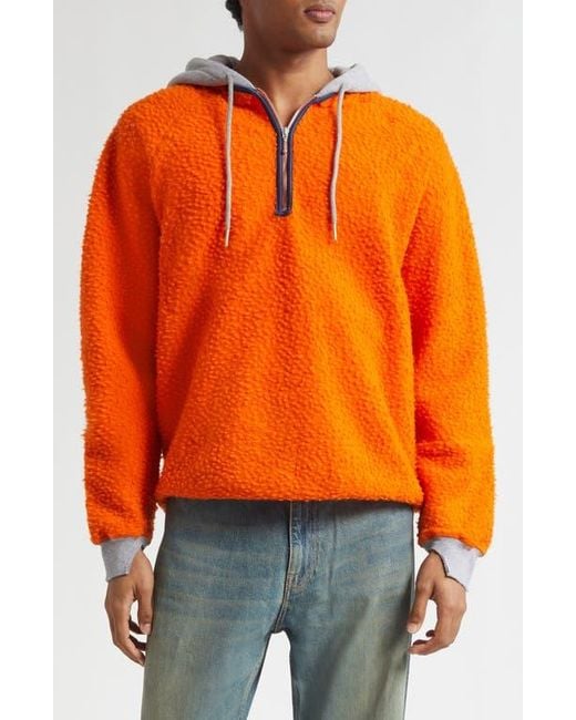 Stockholm Surfboard Club Orange Farm Colorblock Wool Blend Quarter Zip Hoodie for men