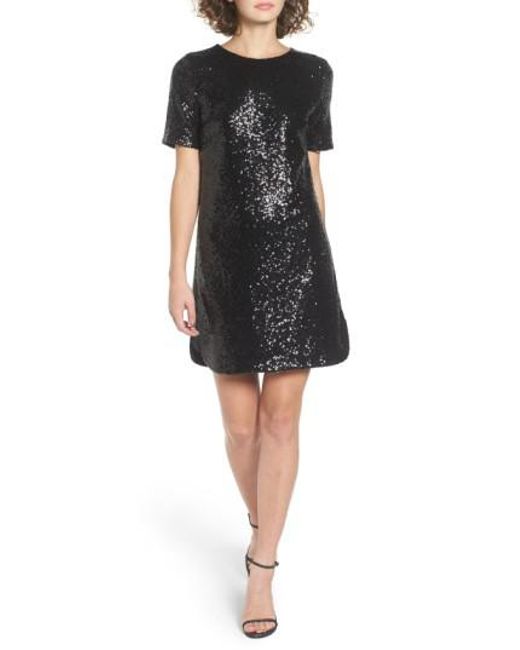 Soprano Sequin T-shirt Dress in Black | Lyst