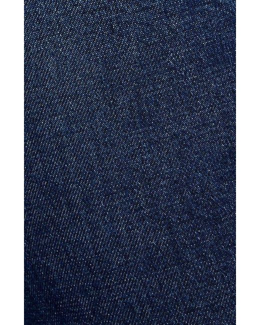 GOOD AMERICAN Blue Pintuck High Waist Wide Leg Trouser Jeans