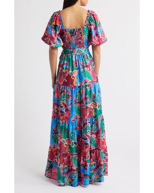 Eliza J Blue Floral Tiered Maxi Dress