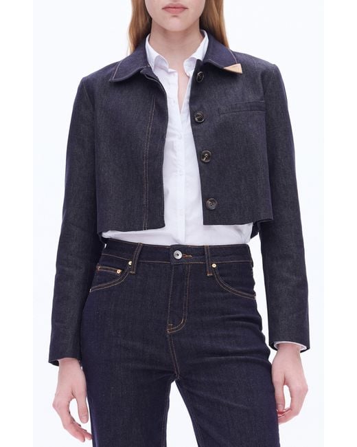 Bayeas Blue Patrick Crop Denim Jacket