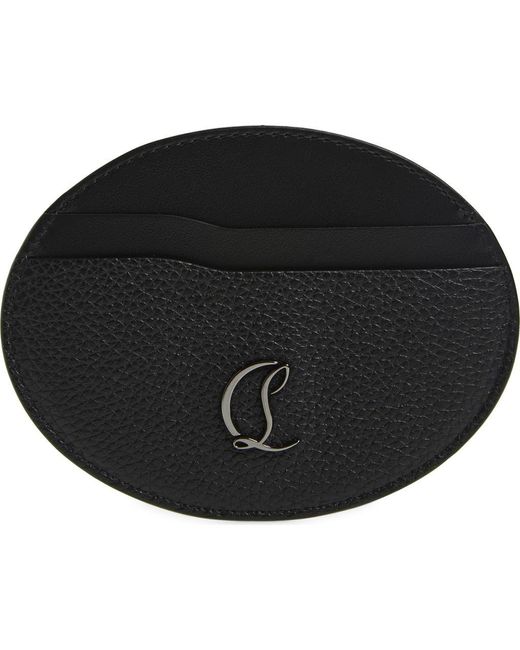 Christian Louboutin Black Mooncrest Galet Leather Oval Card Case for men