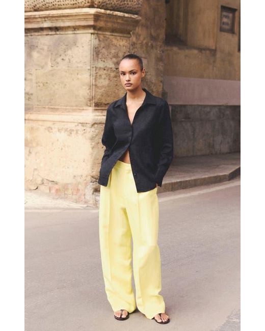 Mango Yellow Straight Leg Suit Trousers