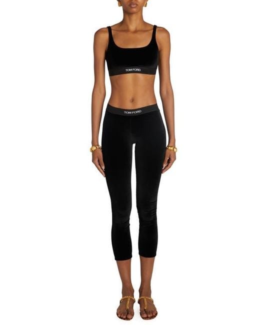 【送料&関税込】Tom Ford Logo Print Cropped Leggins Black TOM FORD Cropped logo-waistband Leggings | Black | FARFETCH