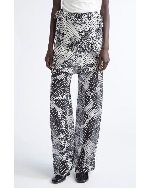 Dries Van Noten Gray Pritty Polka Dot Silk Skirt Pants