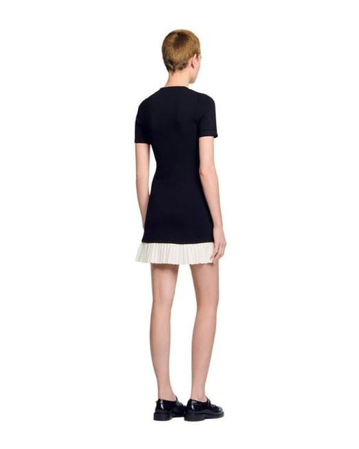 sandro short knit dress with ruffles Short knit dress with ruffles blue For Women