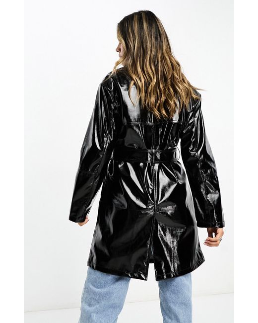ASOS Blue Belted Faux Leather Coat