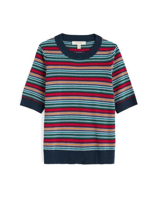 Seasalt Cornwall Multicolor Rock Bell Stripe Short Sleeve Organic Cotton Crewneck Sweater